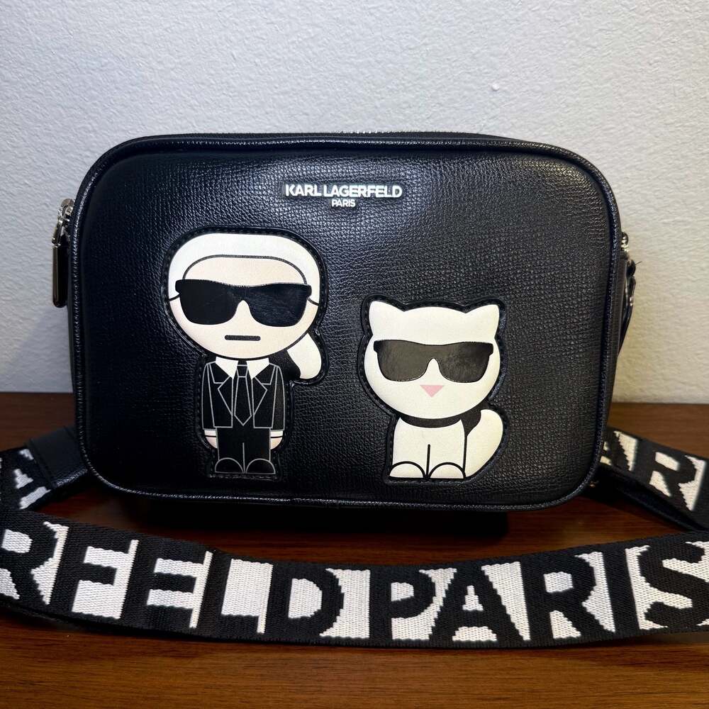 Karl Lagerfeld Paris Maybelle Camera Crossbody  w/ Karl & Choupette Appliqués
